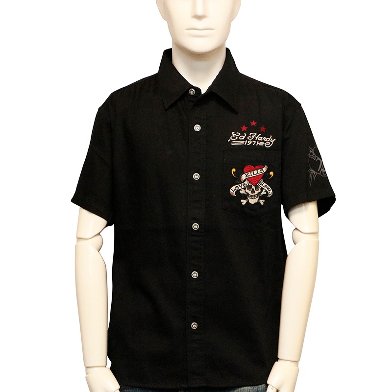 ED HARDY エドハーディー イーグル × ハート タトゥー 刺繍 ツイル 