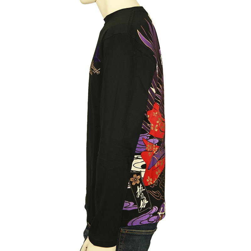 抜刀娘 ばっとうむすめ 凛×烏天狗 柄 和柄 長袖 Tシャツ