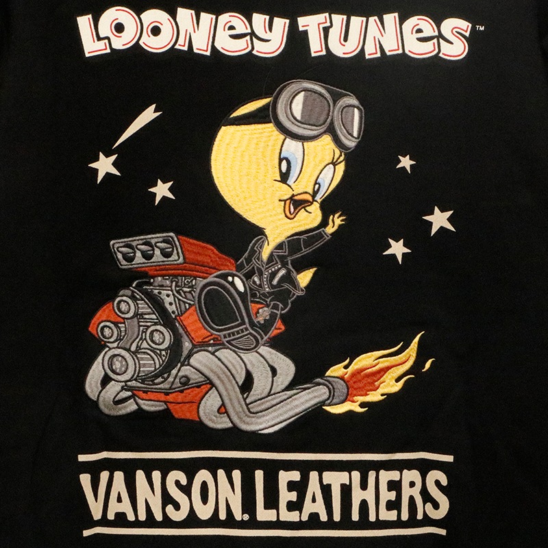 VANSON × LOONEY TUNES トゥイーティー 刺繍 裏毛 F/Z パーカー （ LTV