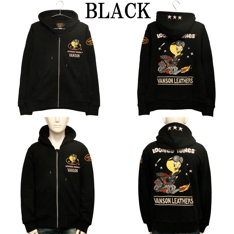 VANSON × LOONEY TUNES トゥイーティー 刺繍 裏毛 F/Z パーカー （ LTV