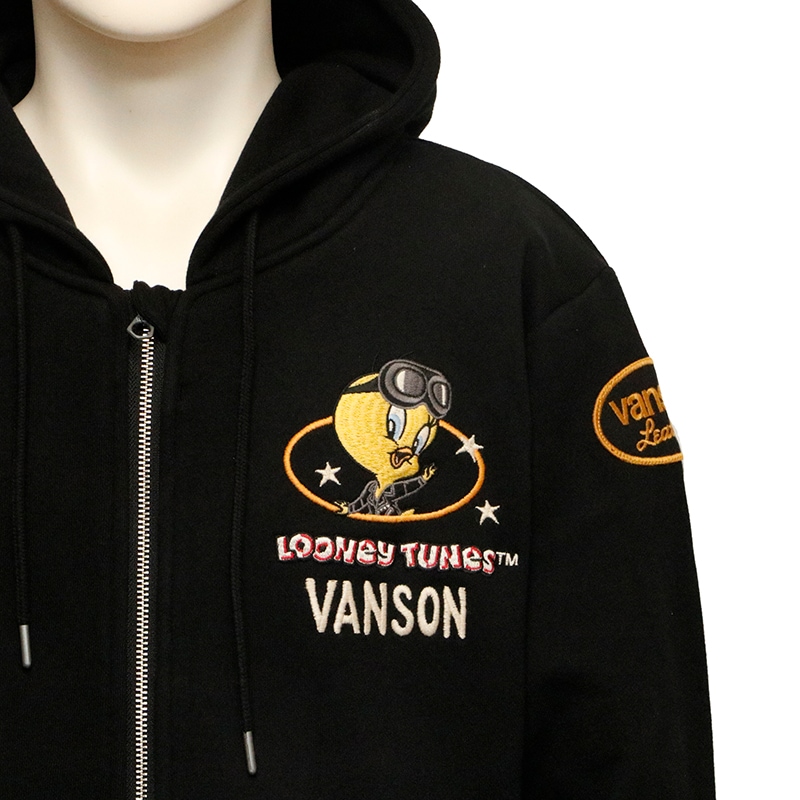 VANSON × LOONEY TUNES トゥイーティー 刺繍 裏毛 F/Z パーカー （ LTV