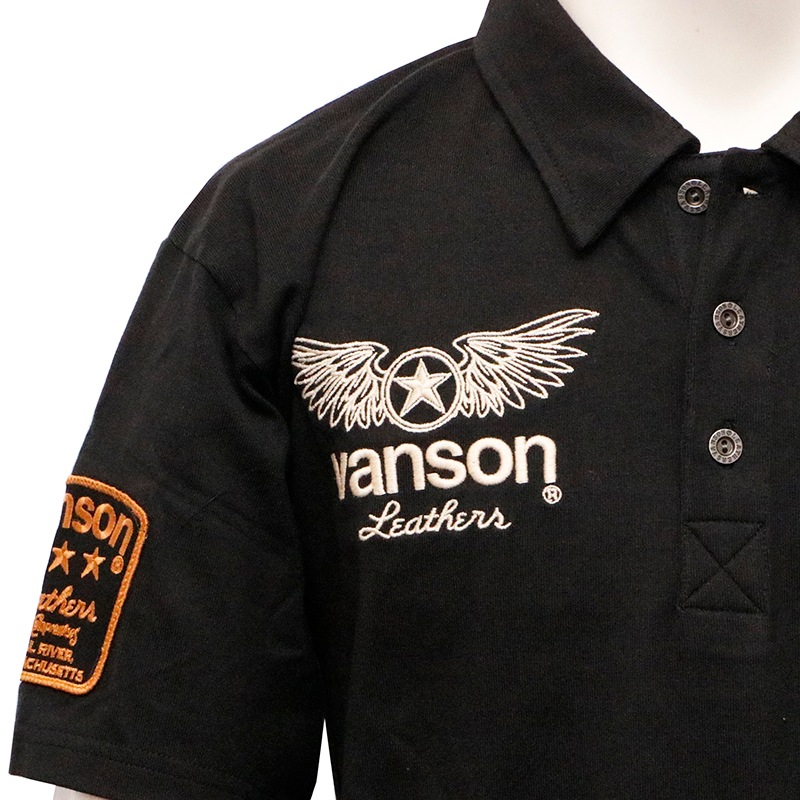 VANSON バンソン ウィングスター 刺繍 天竺 半袖 ポロシャツ （ NVPS