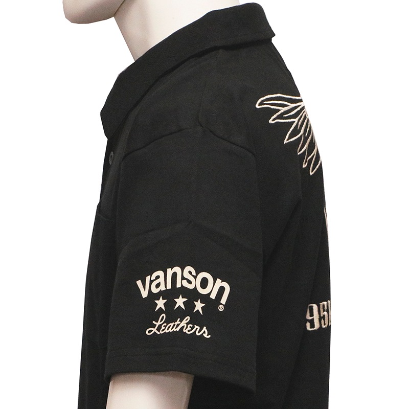 VANSON バンソン ウィングスター 刺繍 天竺 半袖 ポロシャツ