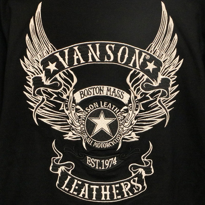 VANSON バンソン ウイングスター 柄 刺繍 天竺 長袖 Tシャツ （ NVLT