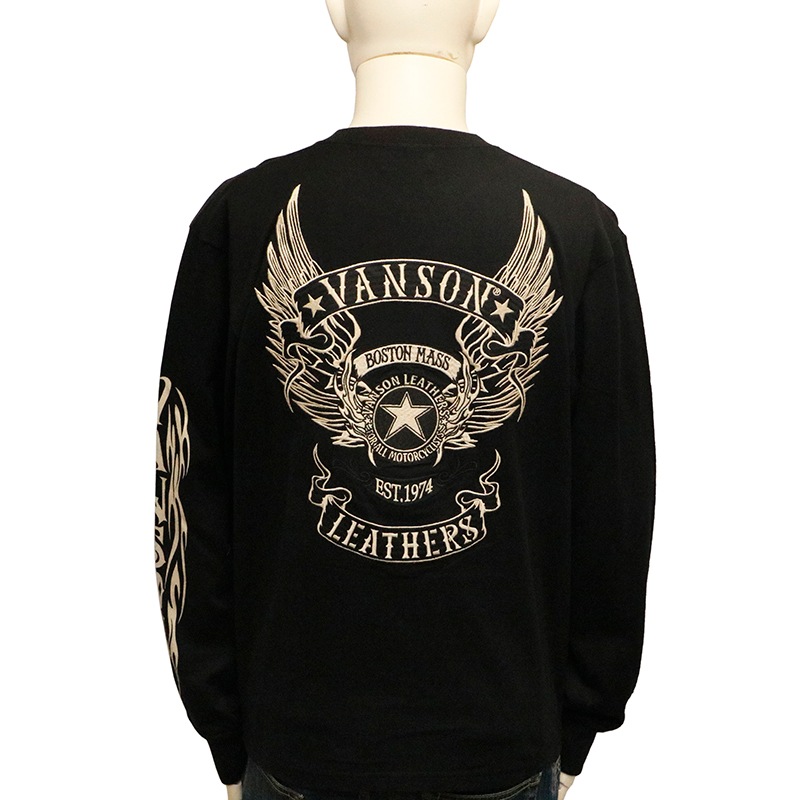 VANSON バンソン ウイングスター 柄 刺繍 天竺 長袖 Tシャツ （ NVLT