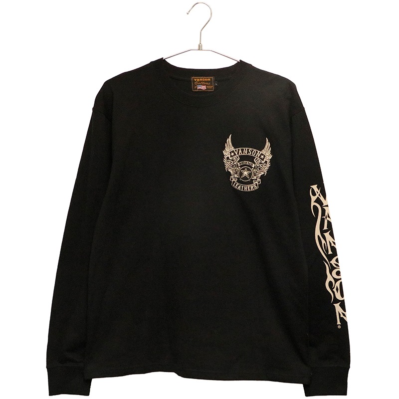 VANSON バンソン ウイングスター 柄 刺繍 天竺 長袖 Tシャツ （ NVLT