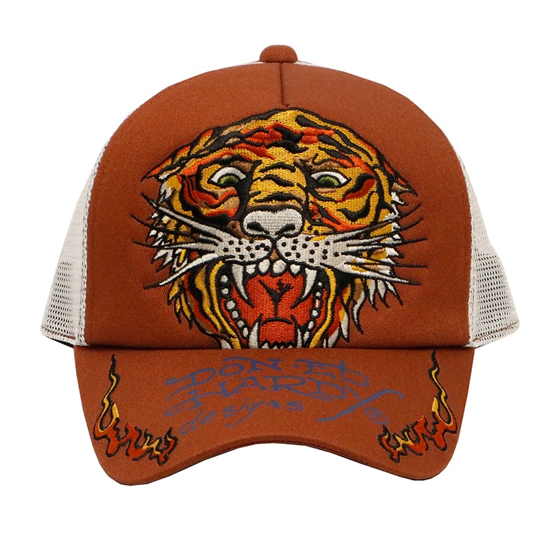 エドハーディー　着用１回　ブラックピンク　虎刺繍　ラインストーン　キャップ ED HARDY エドハーディー タイガー タトゥー 刺繍 メッシュキャップ