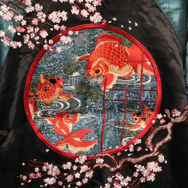 花旅楽団 ハナタビガクダン 桜と金魚鉢 刺繍 和柄 スカジャン （ SKJ