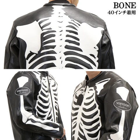 VANSON バンソン ボーンスカル レザー ジャケット （ BONEBLK