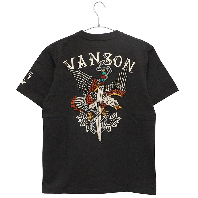 VANSON バンソン イーグル × ソード 刺繍 天竺 半袖 Tシャツ （ NVST