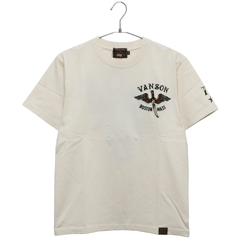 VANSON バンソン イーグル × ソード 刺繍 天竺 半袖 Tシャツ （ NVST