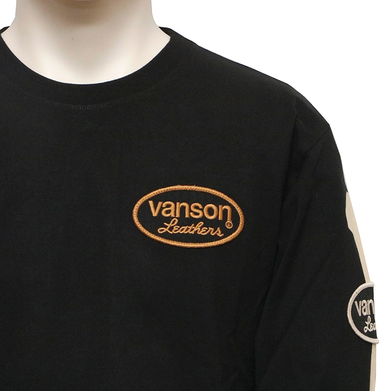 VANSON バンソンボーン 柄 刺繍 天竺 長袖 Tシャツ （ NVLT-2310