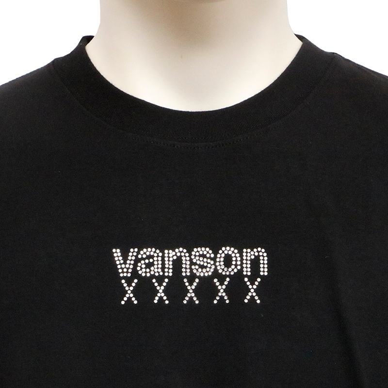 VANSON バンソン 50周年 ボーン ラインストーン ベア天 半袖 Tシャツ