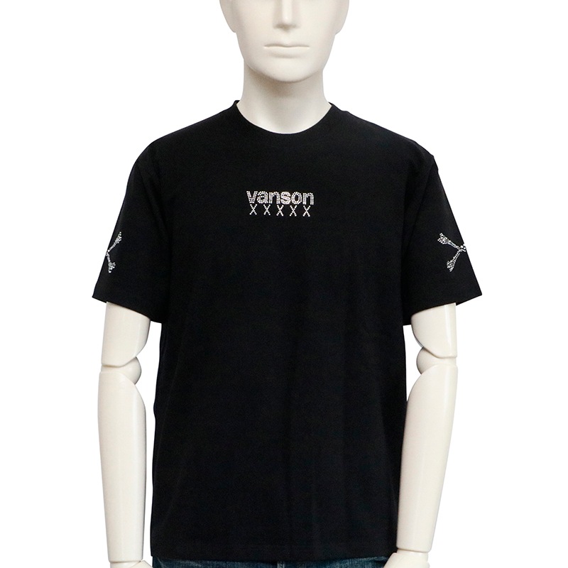 【美品】　VANSON 限定品　50th ラインストーン　ボーン　Tシャツ L VANSON バンソン 50周年 ボーン ラインストーン ベア天 半袖 Tシャツ