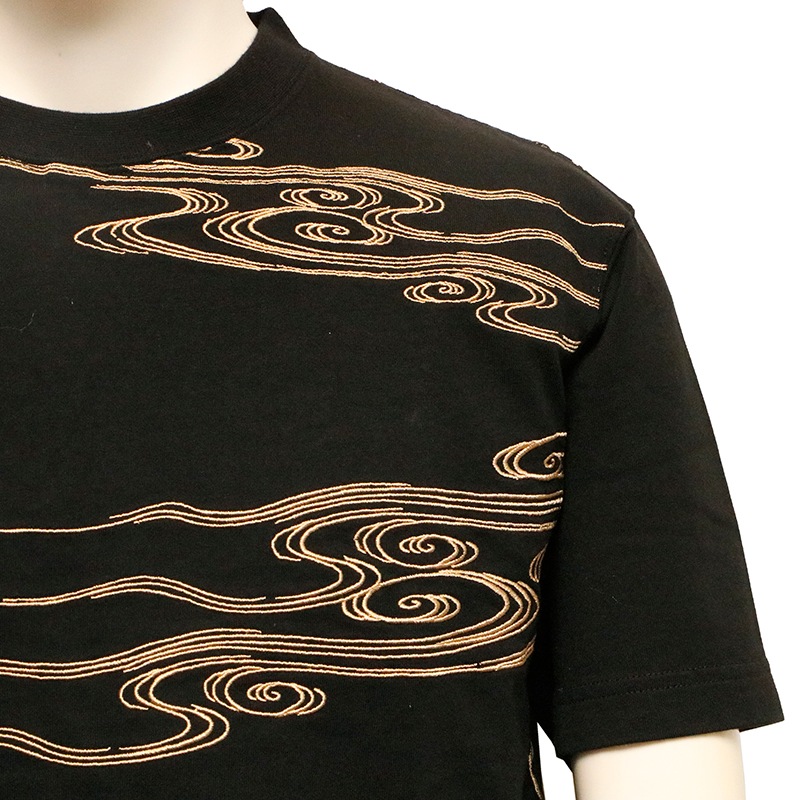 絡繰魂 からくりだましい 龍彫り 柄 刺繍 和柄 半袖Tシャツ （ 242124