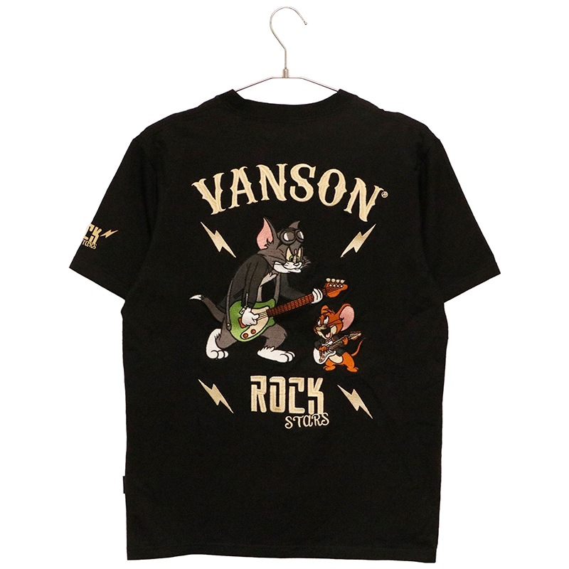 VANSON×トム＆ジェリー ギター×トムとジェリー 刺繍 ベア天 半袖