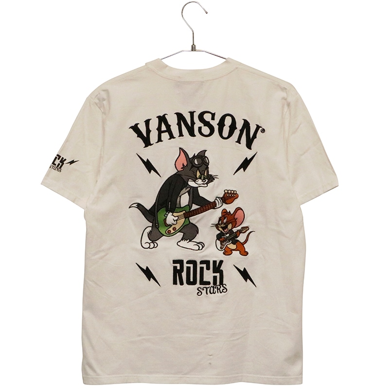 最終※１度着用 希少 VANSON✕トムとジェリー 刺繍 ナイロン L VANSON×トム＆ジェリー ギター×トムとジェリー 刺繍 ベア天 半袖