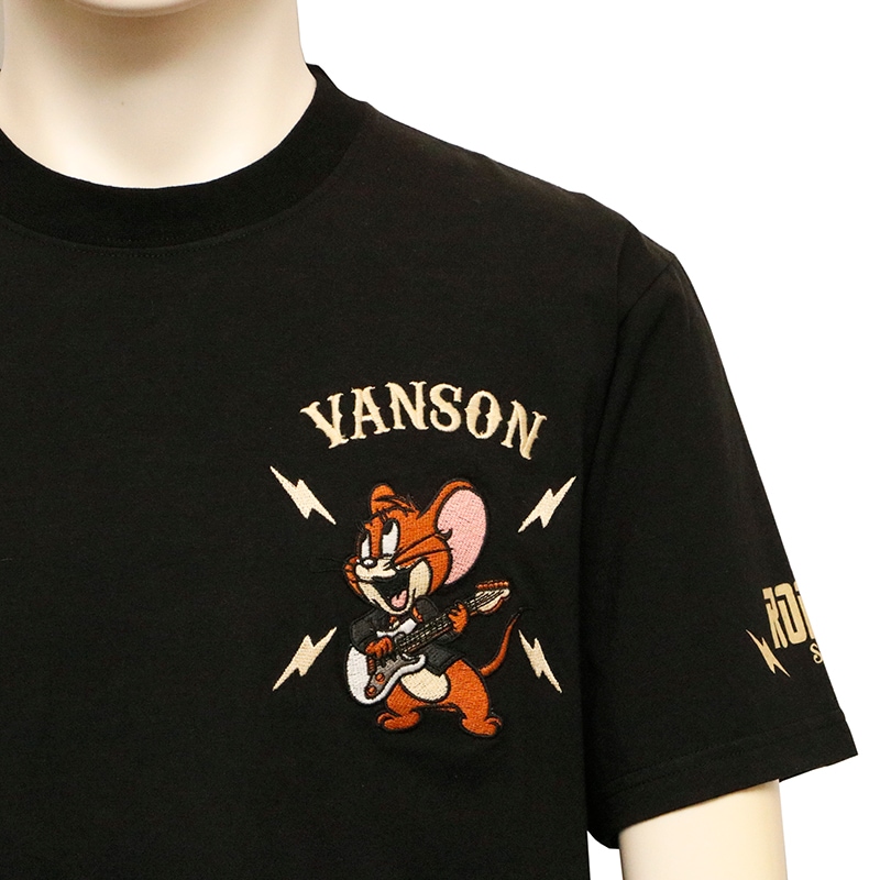 VANSON×トム＆ジェリー ギター×トムとジェリー 刺繍 ベア天 半袖 T