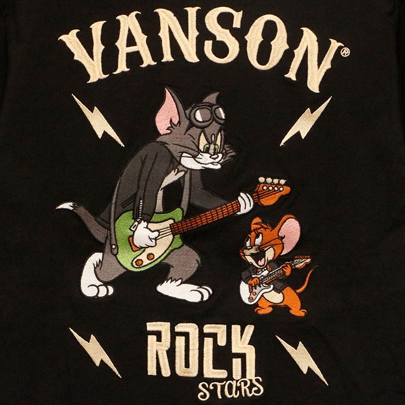 VANSON×トム＆ジェリー ギター×トムとジェリー 刺繍 ベア天 半袖