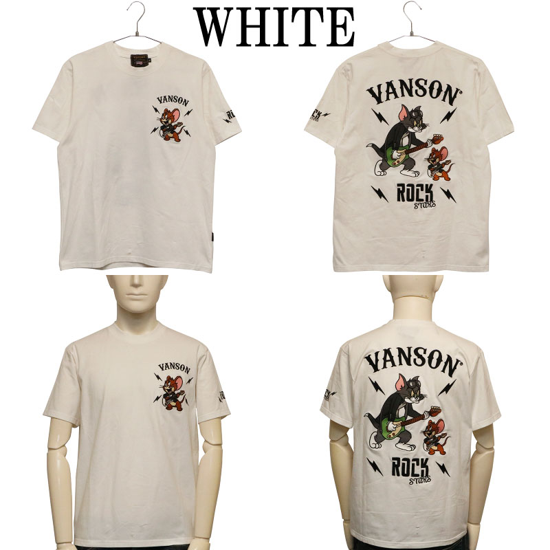 VANSON×トム＆ジェリー ギター×トムとジェリー 刺繍 ベア天 半袖