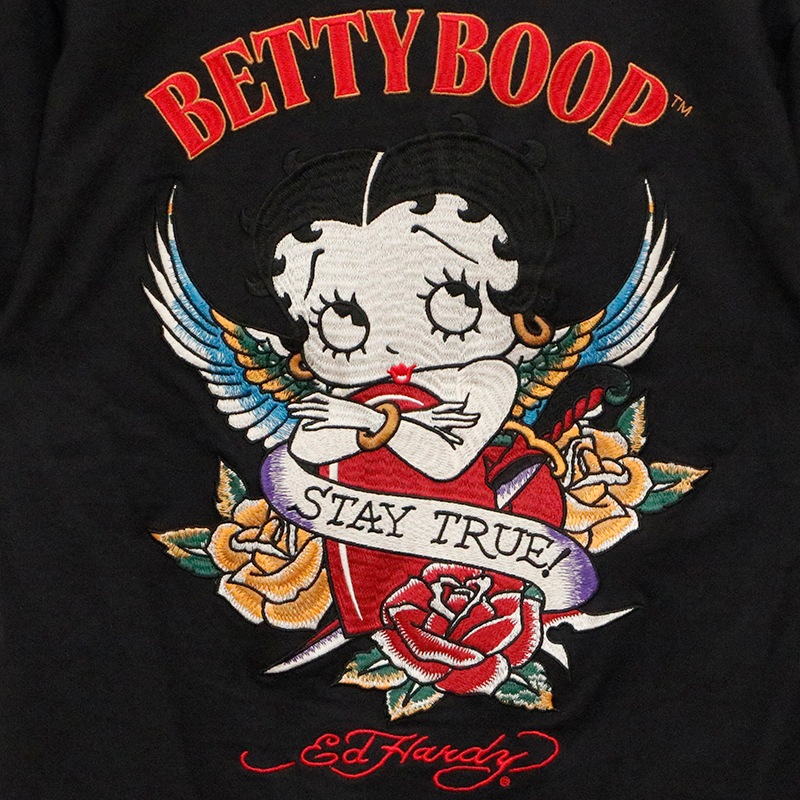 ED HARDY × BETTY BOOP ベティブープ × タトゥー 刺繍 天竺 半袖 T