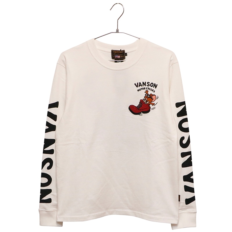 VANSON × TOM＆JERRY トムとジェリー 刺繍 天竺 長袖 Tシャツ