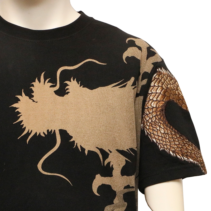 古都古都 × 絡繰魂 粋 月光龍群 柄 刺繍 和柄 半袖Tシャツ （ B242093