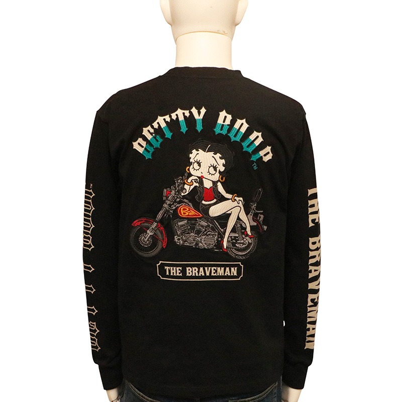 THE BRAVEMAN × BETTY BOOP ベティ × アメリカンバイク 刺繍 天竺 長袖