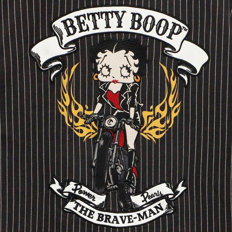 THE BRAVEMAN × BETTY BOOP ベティ × バイク 柄 刺繍 天竺 半袖 T