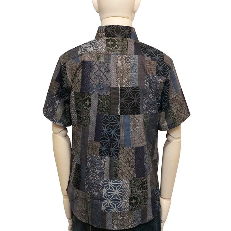 衣櫻 ころもざくら 大島紬調パッチワークプリント 柄 和柄 半袖