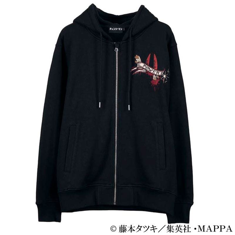 チェンソーマン 血の魔人 パワー 柄 刺繍 裏毛 FULL ZIP パーカー