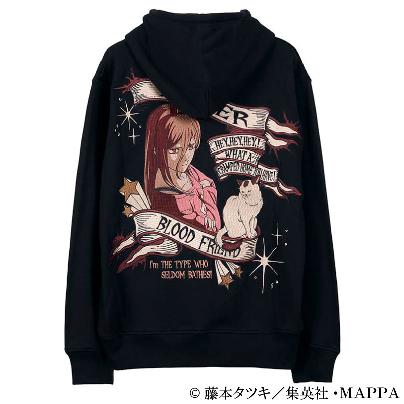 チェンソーマン 血の魔人 パワー 柄 刺繍 裏毛 FULL ZIP パーカー
