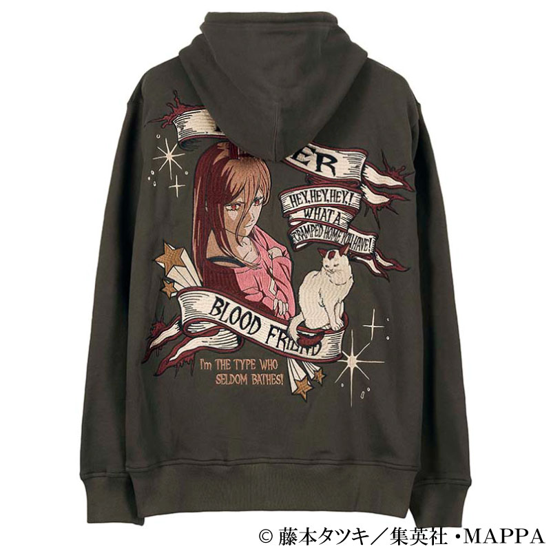 チェンソーマン 血の魔人 パワー 柄 刺繍 裏毛 FULL ZIP パーカー