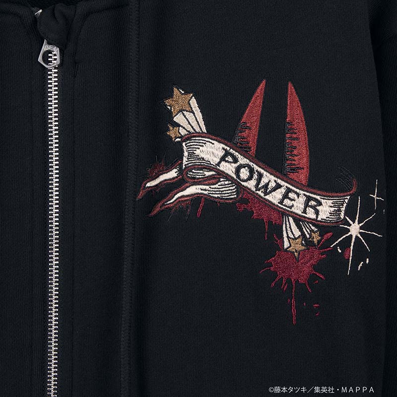 チェンソーマン 血の魔人 パワー 柄 刺繍 裏毛 FULL ZIP パーカー