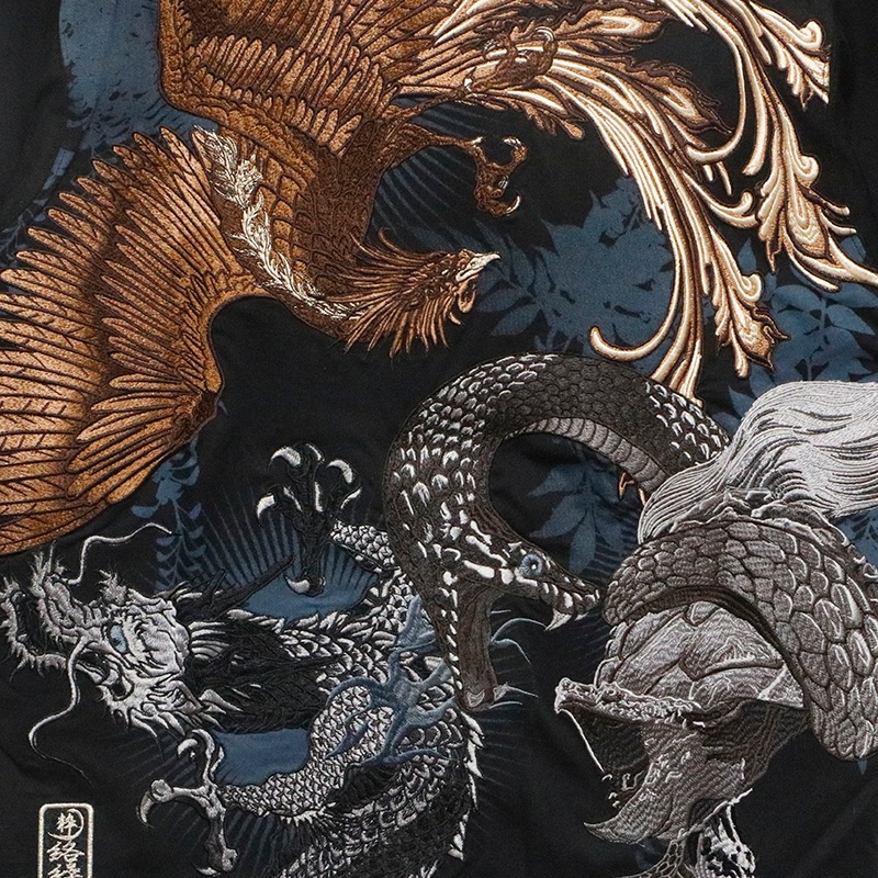 古都古都 × 絡繰魂 粋 四神 柄 刺繍 和柄 半袖Tシャツ