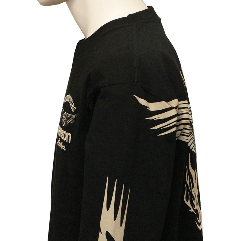 VANSON バンソン ウイングスター 柄 刺繍 天竺 長袖 Tシャツ