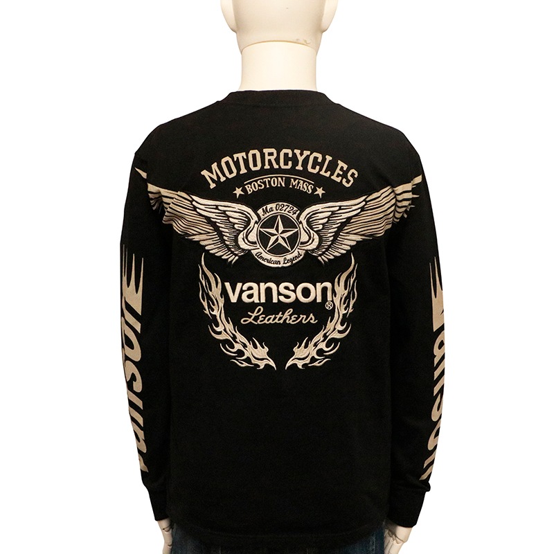 新品バンソンvanson✖️スターウイング✖️長袖Tシャツ✖️インパクト　XXL VANSON バンソン ウイングスター 柄 刺繍 天竺 長袖 Tシャツ