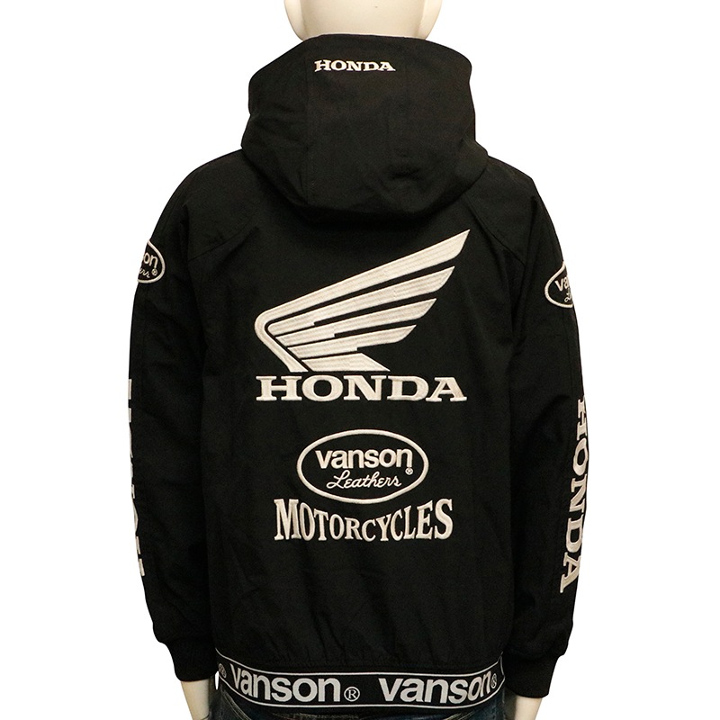 VANSON×HONDA ホンダウイングロゴ × VANSONロゴ 柄 刺繍 三層