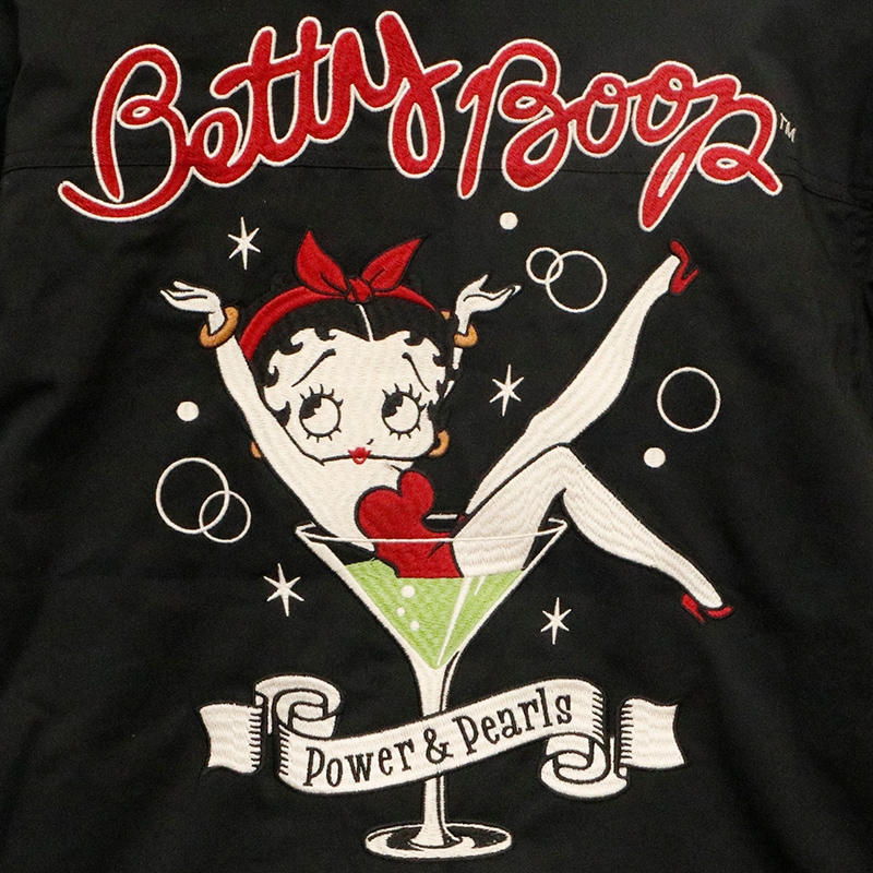 NEVERMIND × BETTY BOOP カクテル × ベティ 柄 刺繍 薄中綿 T/Cツイル