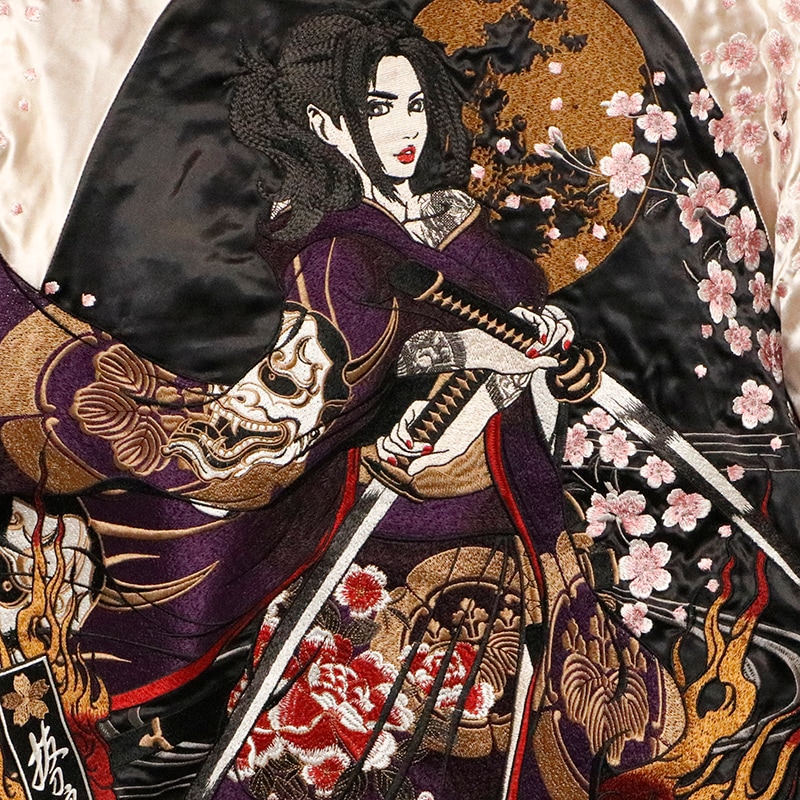 【美品/流儀圧搾】抜刀娘 スカジャン リバーシブル 妃那 美月 一華　 XL 抜刀娘 妃那帝スカジャン 抜刀娘 224050 和柄 和風 刺繍