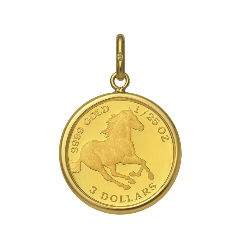 祝杯 純金コイン ペンダントトップ 「ツバル ホース」 1/25oz 約1.2g