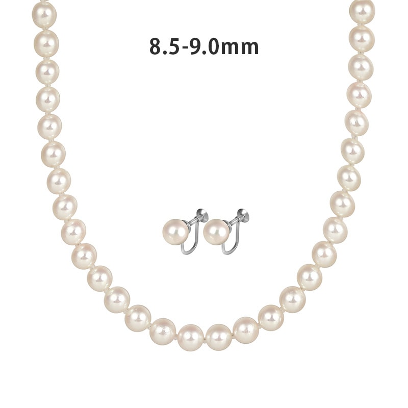 ［鑑別書付］sv 花珠　アコヤ真珠　ネックレス　ピアス　セット　テリ最強 花珠あこや 本真珠2点セット 連ネックレス＆SVイヤリング 桐箱付 JGL花