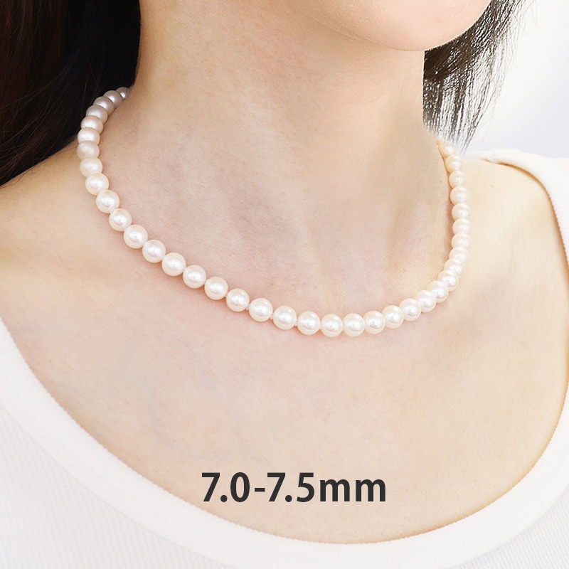 【テリ花珠級✨あこや本真珠】 ネックレス 7.0-7.5mm SILVER刻印 花珠あこや 本真珠 連ネックレス 42cm 桐箱付 JGL花珠鑑別書付（7.0