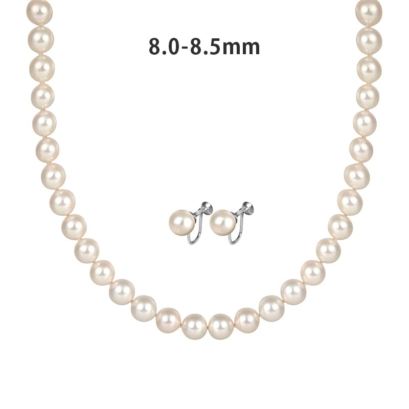 花珠あこや 本真珠2点セット 連ネックレス＆SVイヤリング 桐箱付 JGL花