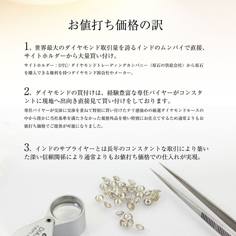 PT ŷ����������� �������  H/I1/GD 6���� �ץ���ʥͥå��쥹 (0.3ct��0.5ct����γ1ct)