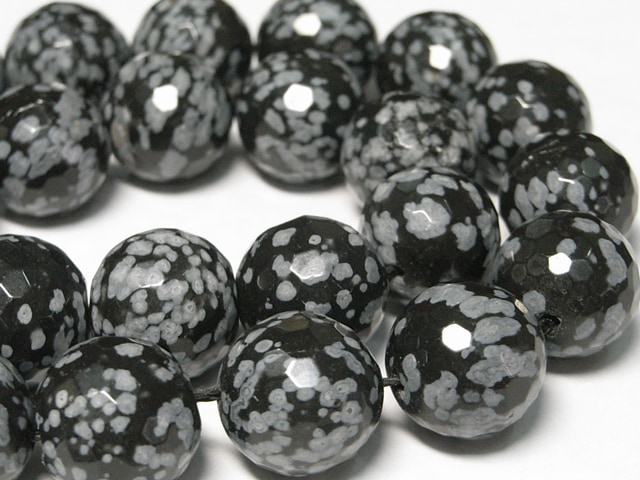 スノーフレークオブシディアン カット 連販売 約14mm(人工石