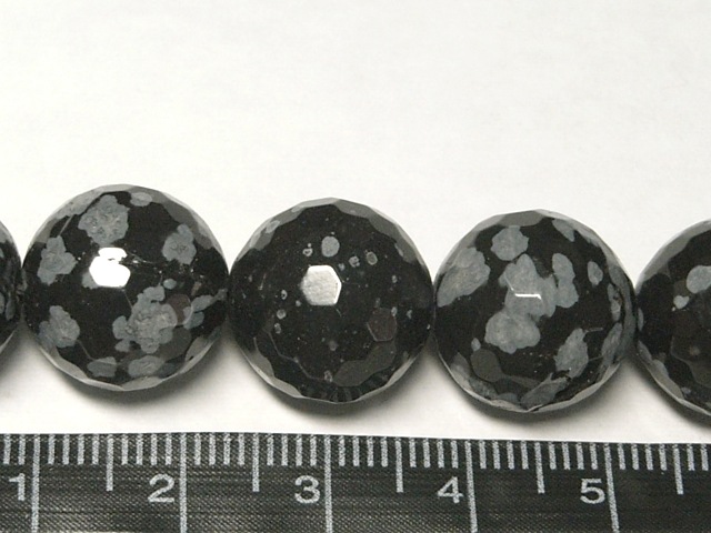 スノーフレークオブシディアン カット 連販売 約14mm(人工石