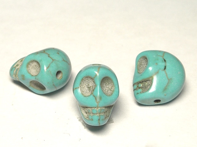 スカルビーズ ドクロ アクセサリーパーツ トルコカラー サイズ：中