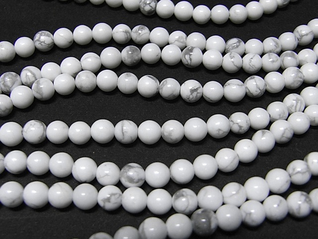 ハウライト ラウンド 連販売 約4mm 天然石ビーズ アクセサリーパーツ 