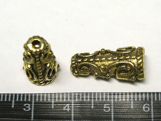 エンドキャップ バベル アクセサリーパーツ 金古美 内径約1.8mm-6mm